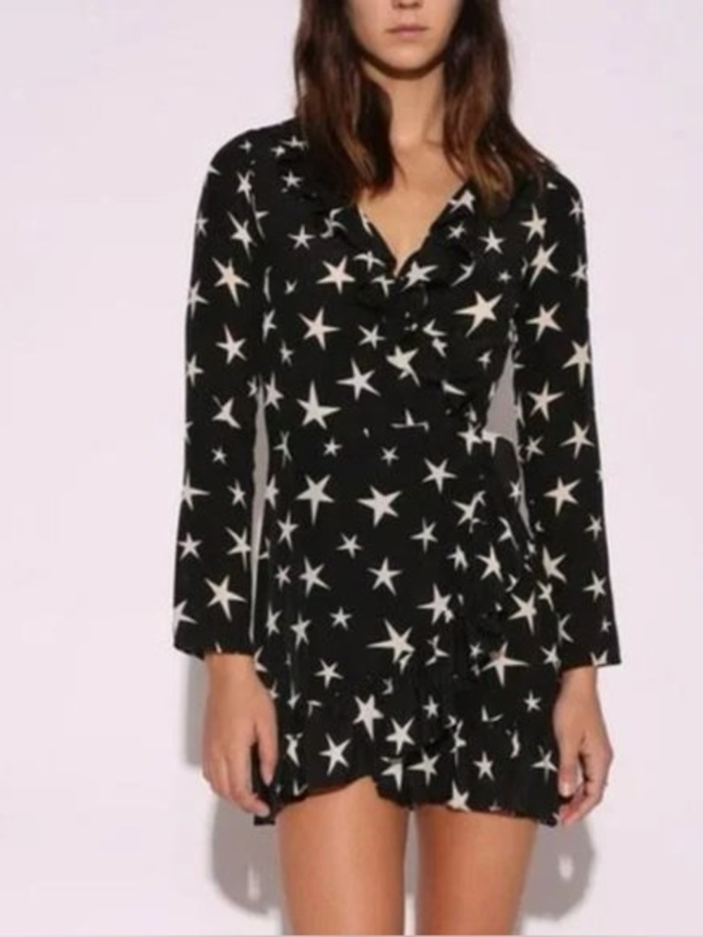 Realisation Par Star Print Silk Wrap Dress Size M Feminine Whimisigoth Designer